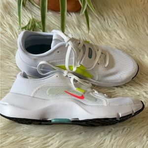 Nike White and Neon Pink Athletic Shoes